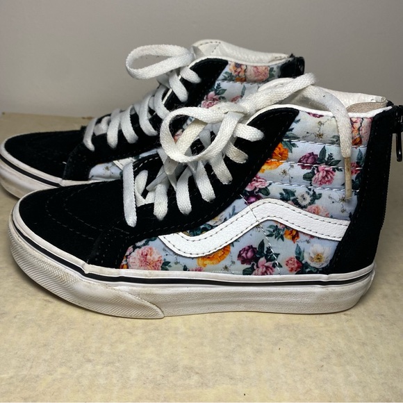 Vans Other - Girls Floral High Top Vans Sz 12 Black